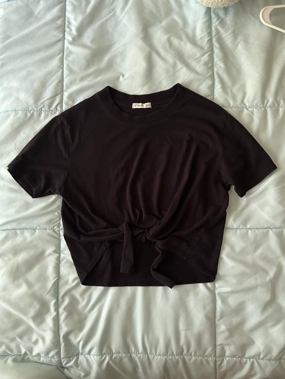 Cotton On Black Front Tie T-Shirt Women's Medium Cropped Casual School Basics